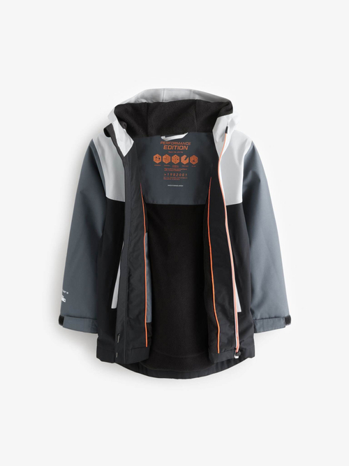 Куртка непромокаемая с флисовой подкладкой для мальчика Next Q61-568, Серый, Белый, Черный