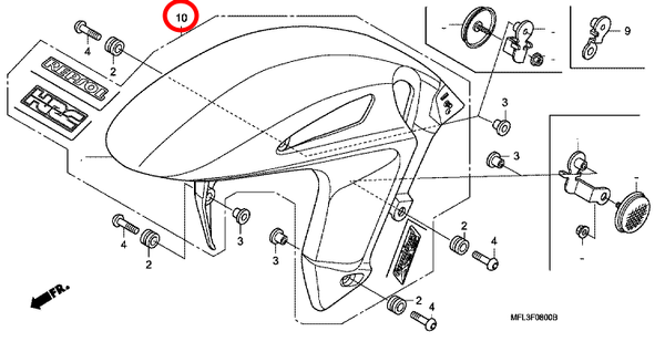 Honda Крыло переднее HRC синие CBR 1000RR 2011 61104-MFL-T40ZA