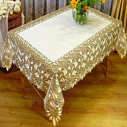 Скатерть жаккардовая прямоугольная, цвет ванильно-оливковый, Польша.