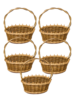 Корзинка овальная подарочная, набор 5 штук, арт. O270GR/5, 27х19х10 см, высота с ручкой 34 см