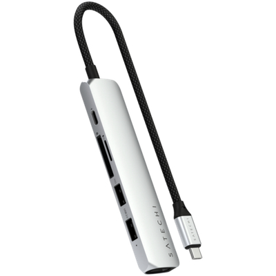 SATECHI 6-in-1 USB-C Slim Multiport Adapter (Silver)