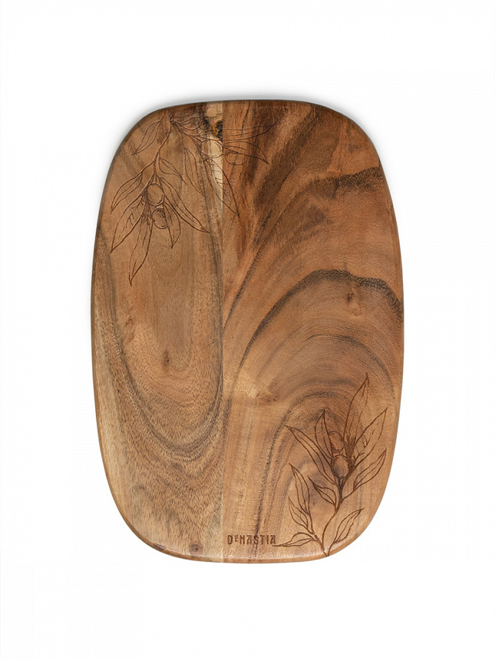 Доска сервировочная DeNASTIA Olivia акация заругленные края, с узором 20x30x1,5 коричневый