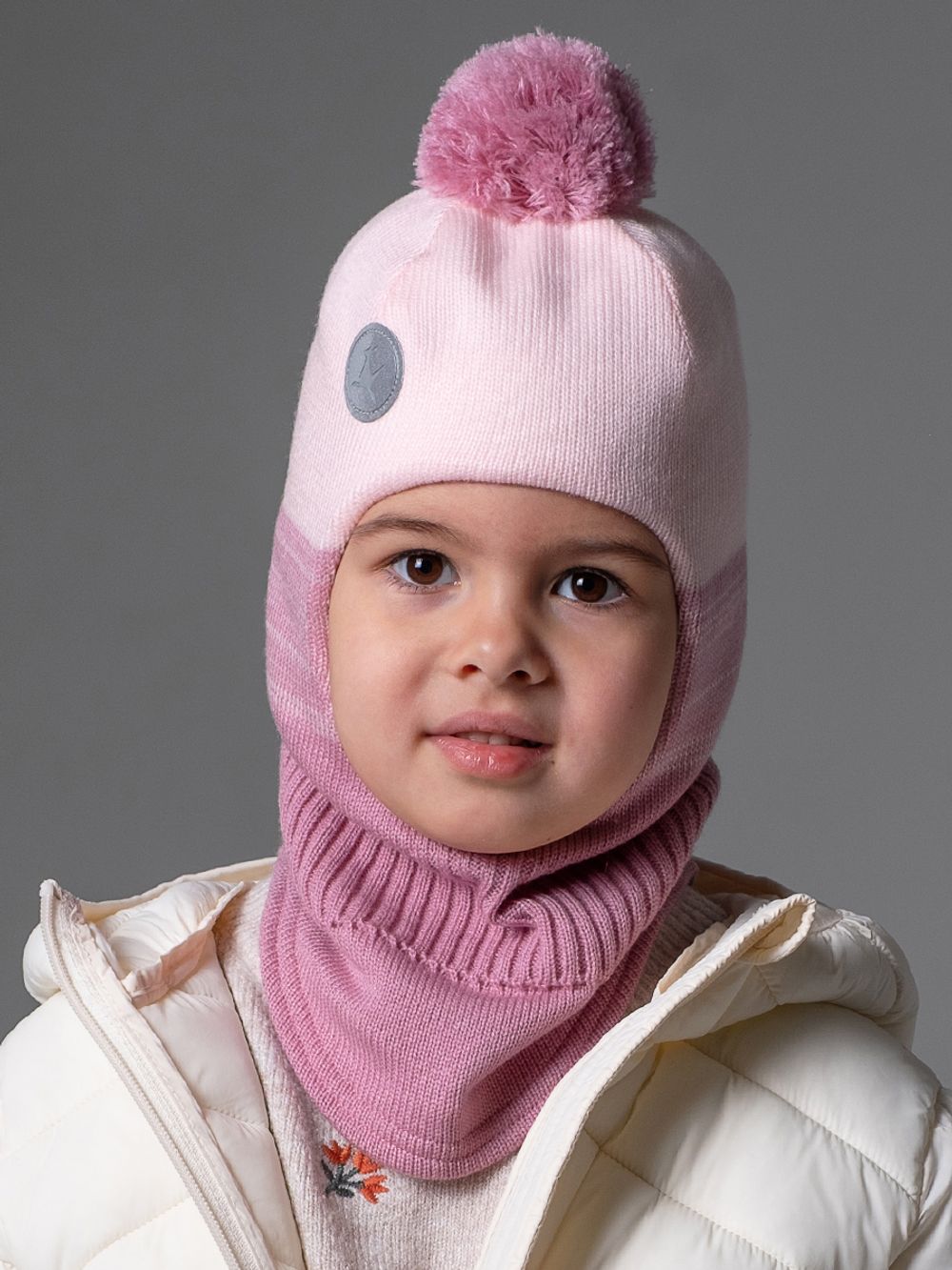 Шлем весенний/осенний вязаный (Розовая магнолия) ЧИП
