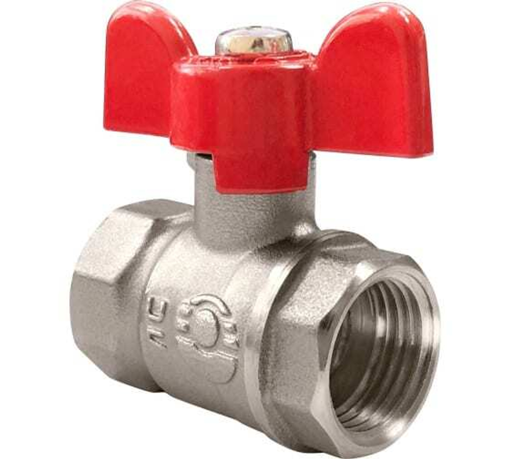 Кран шар PREMIUM никель для воды 1/2 в/в бабочка Valfex