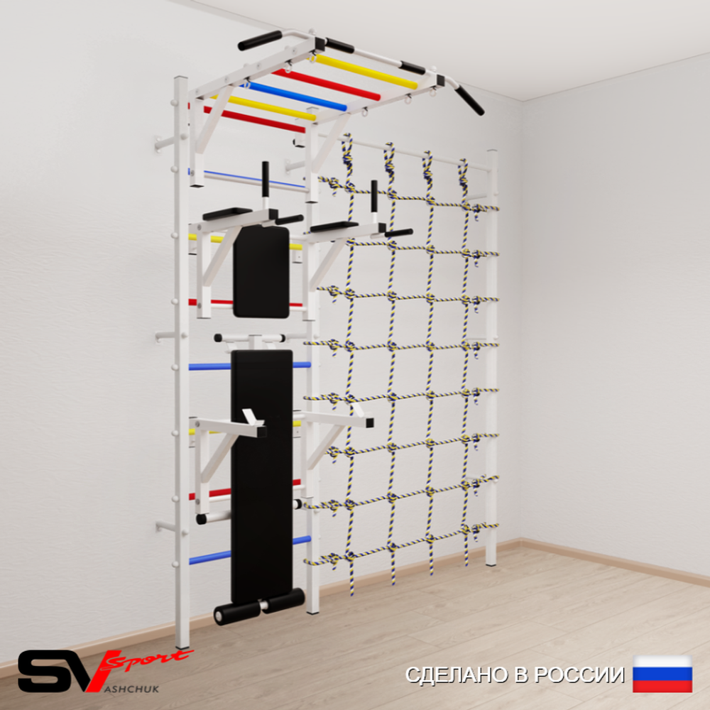 Шведская стенка Sv Sport 5260 (Турник рукоход/Брусья/Стойка/Скамья/Канатный лаз)