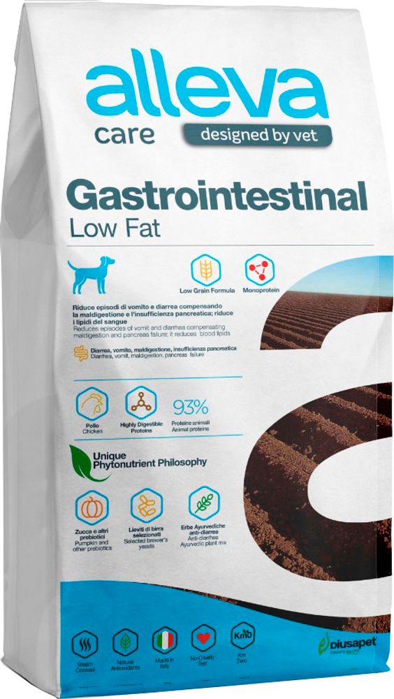 Alleva Care 5кг Gastrointestinal Low Fat Корм для собак, диетический, со сниженным уровнем жира, при заболеваниях желудочно-кишечного тракта