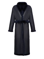 Синяя двусторонняя дубленка из овчины