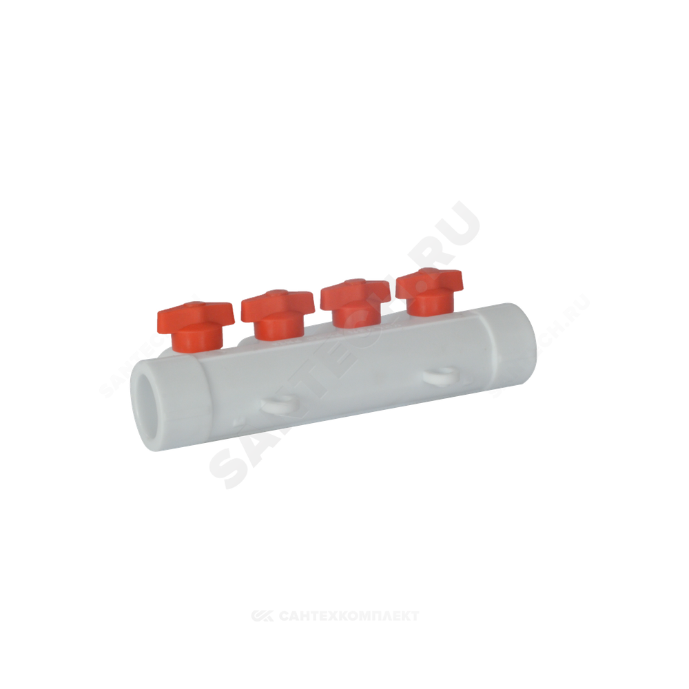 Коллектор PP-R белый Дн 32х20 на 3 выхода с кранами VALFEX 101133203