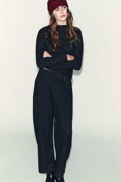 ZARA БРЮКИ С ЗАПАХОМ, СЕРЫЙ