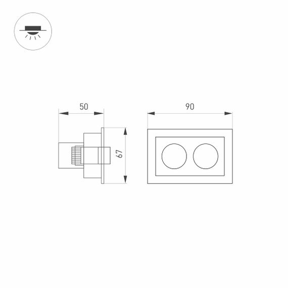 Встраиваемый светодиодный светильник Arlight MS-Orient-Built-Turn-TC-S67x90-5W Warm3000 034876
