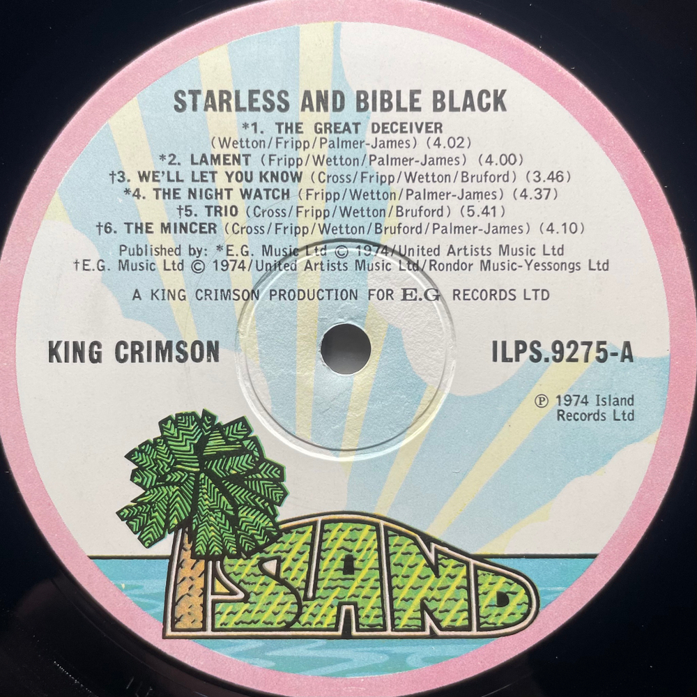 King Crimson ‎– Starless And Bible Black (Англия 1974г.)