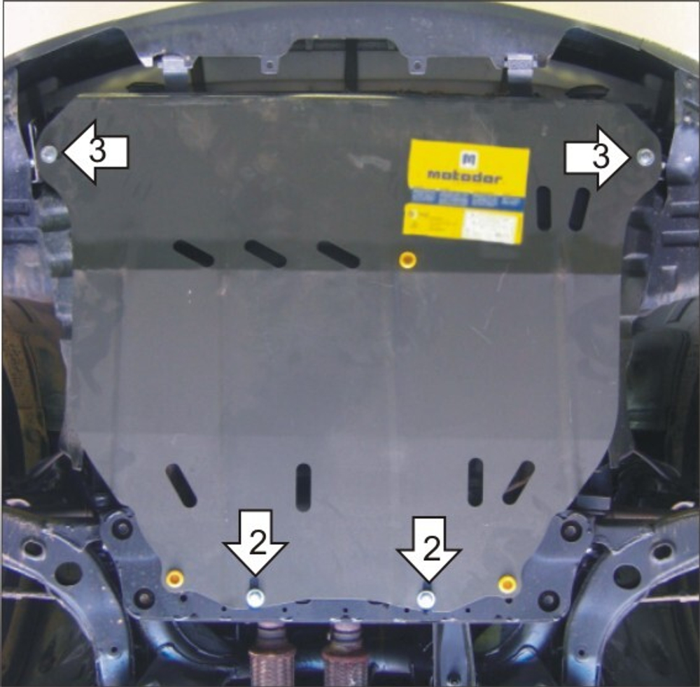 Защита картера Двигателя, КПП. 2 мм, Сталь. для Mazda MPV 1999-2006 MOTODOR.01119