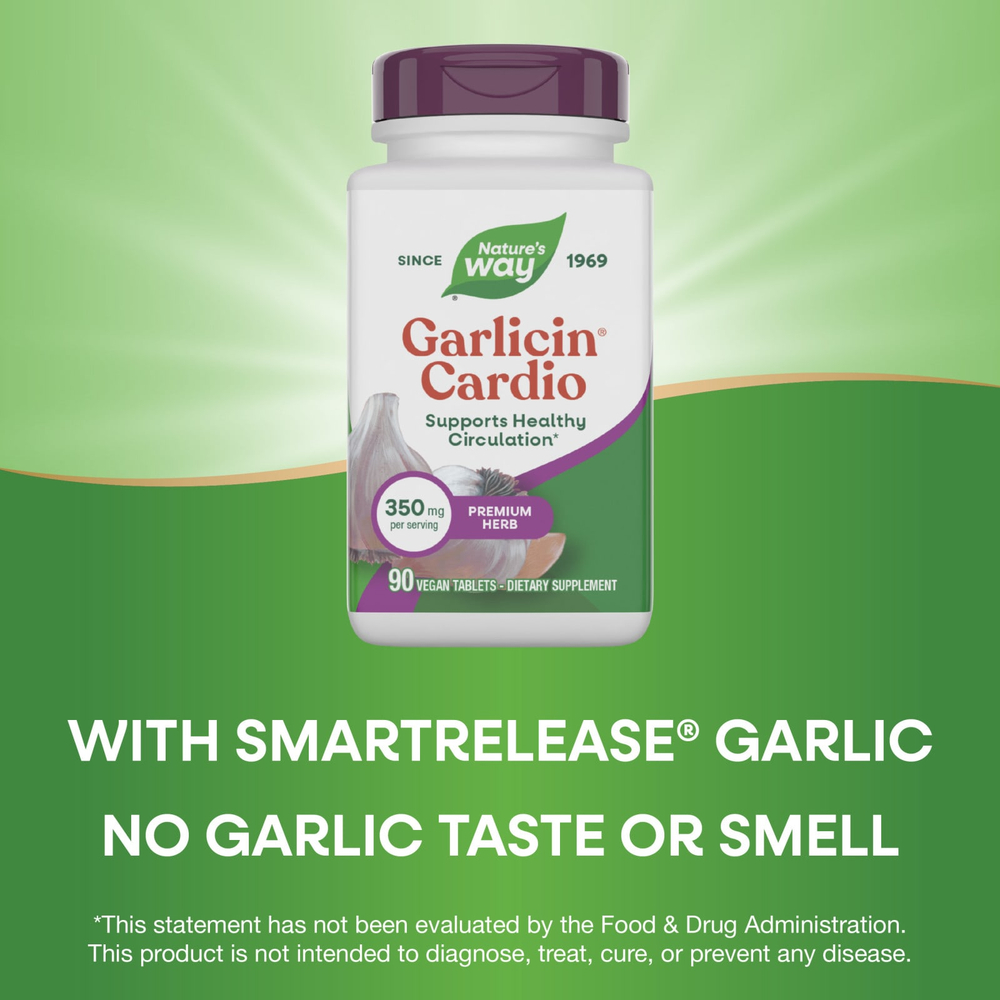 Nature's Way, Garlicin Cardio®, 350 мг, 90 веганских таблеток