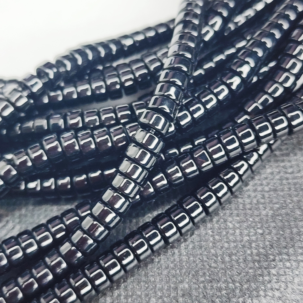 Бусины шайбы, рондель, черный, лэмпворк, стекло, р-р 6мм, цена за набор 10 шт