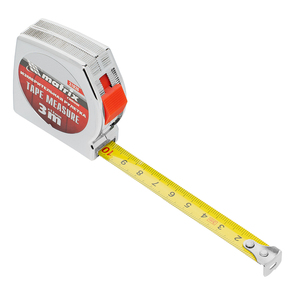 Рулетка Chrom,3 м x 13 мм,хромированный корпус Matrix