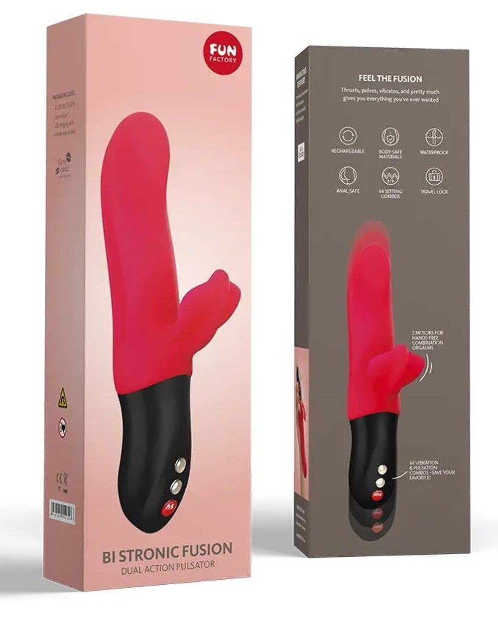 Красный пульсатор с клиторальным лепестком Bi Stronic Fusion - 21,5 см. (Цвет: красный)