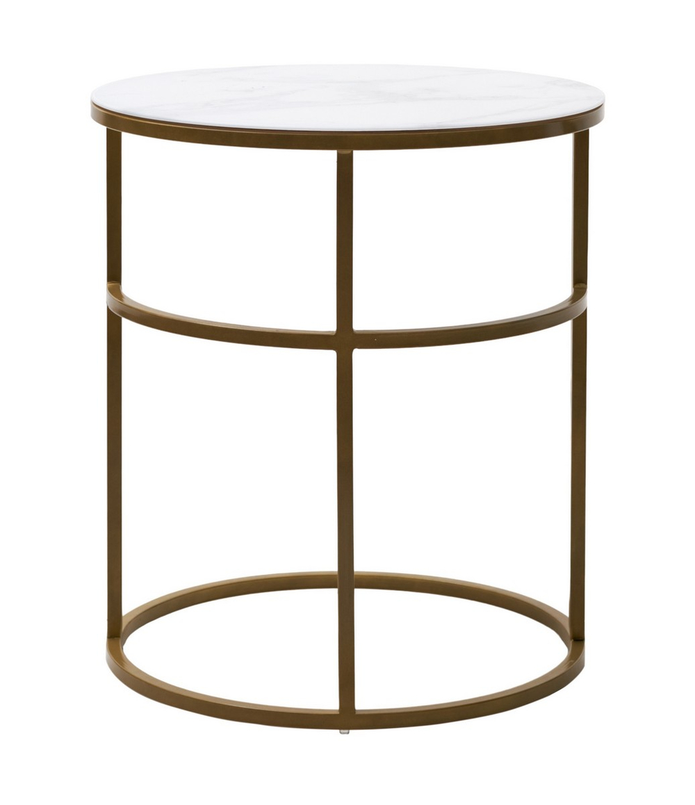 Журнальный столик М-City DISAUR Френсис Белый мрамор, стекло, Золотой каркас