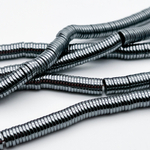 Гематит Рондель бусины (имитация), цвет черный, размер около 1*6 мм, цена за отрезок 19 см (1/2 нити)