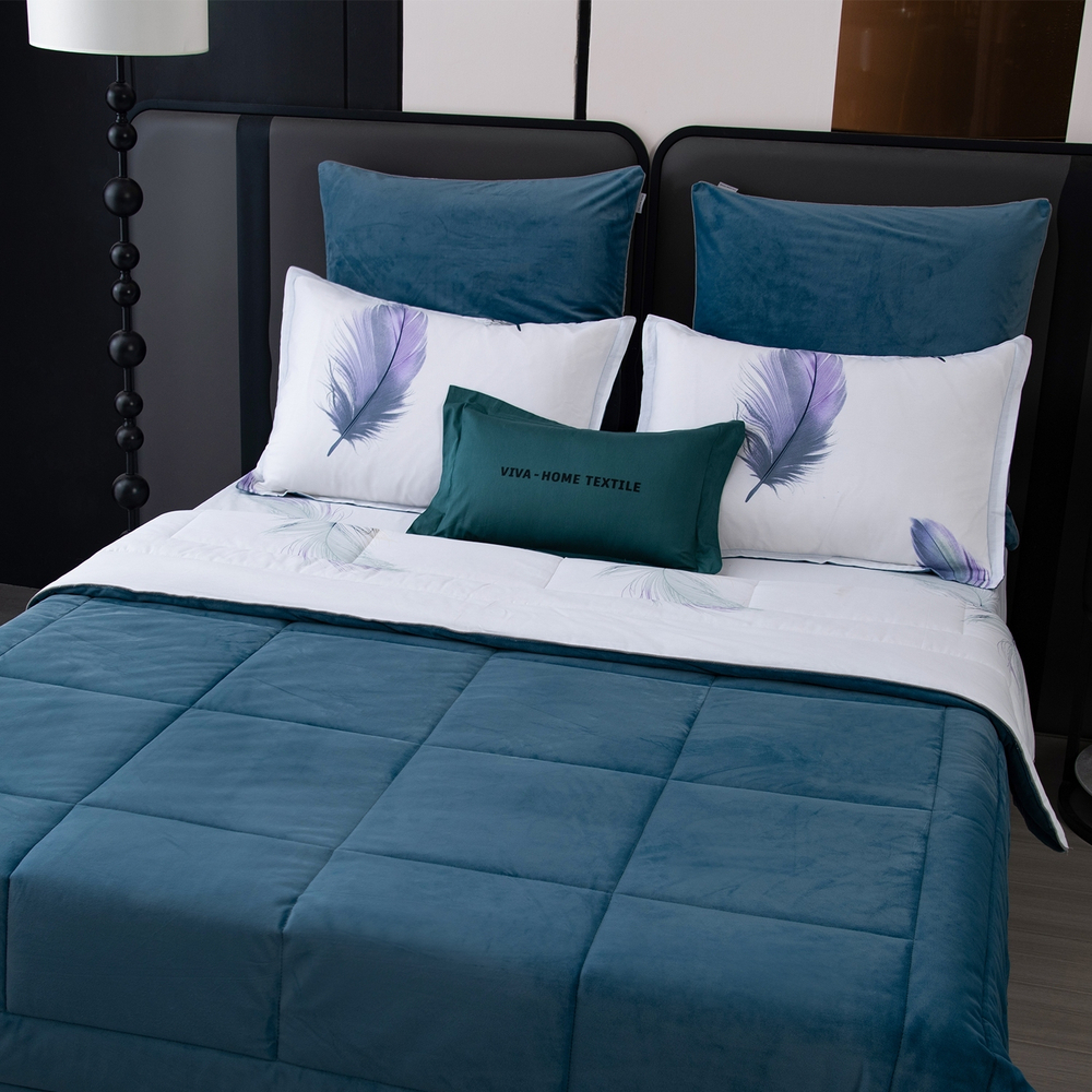 КПБ на резинке Сатин Velouria Luxe с Одеялом VLR018, Евро, 4 наволочки, простынь 160*200*25