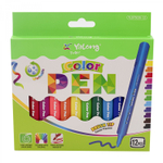 Фломастеры, 12 цв, Yalong, корпус трёхгранный утолщённый, "Color" вентилируемый колпачок, картонная упаковка, европодвес