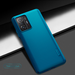 Тонкий чехол синего цвета от Nillkin серии Super Frosted Shield для Xiaomi 11T и 11T Pro