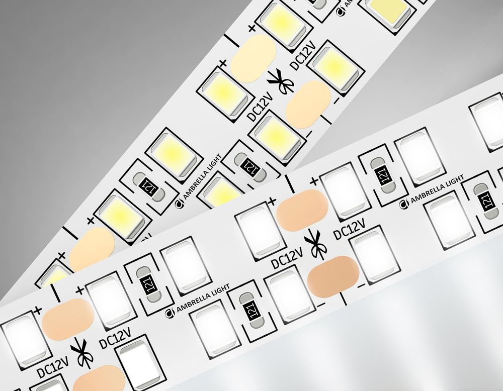 Светодиодная лента двухрядная GS1702 2835 240Led/ 24W m/ 12V IP20 4500K/ 5000*10*1.2mm/ кратность резки 25mm (2 конт.)