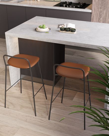 Стул металлический барный Mantis экокожа коричневый