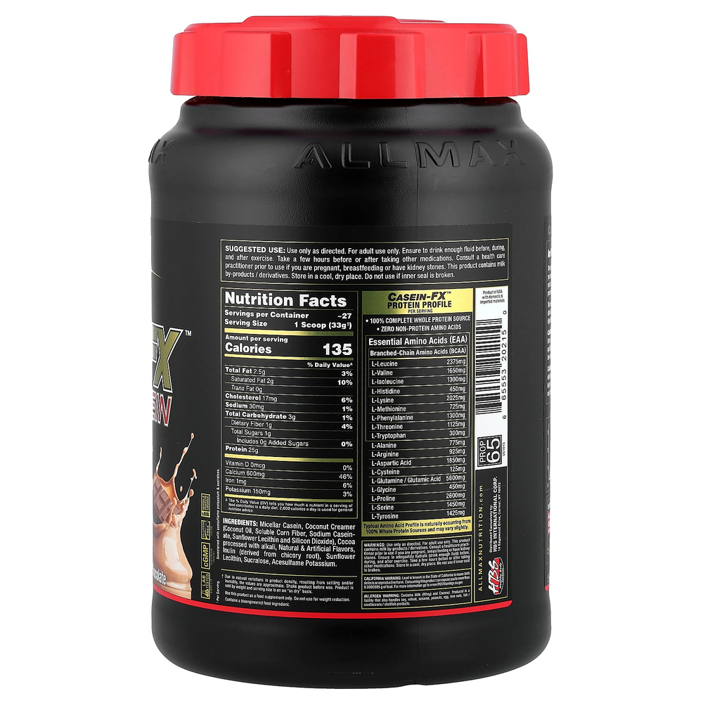 ALLMAX, Casein-FX™, 100% мицеллярный протеин казеина, шоколад, 907 г (2 фунта)
