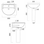 Умывальник-тюльпан "Эталон-55" с отв (Sanita)