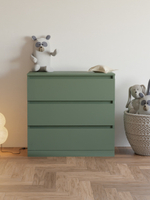 Комод для одежды Марм 70х35х67 см с 3 ящиками без скосов с органайзерами в скандинавском стиле, зеленый самшит