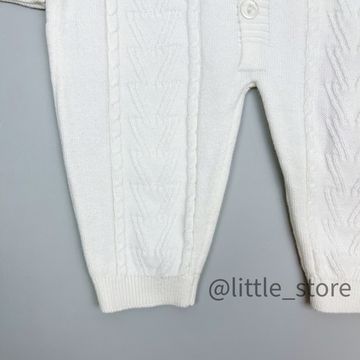 Комбинезон вязаный с шапочкой, Молочный