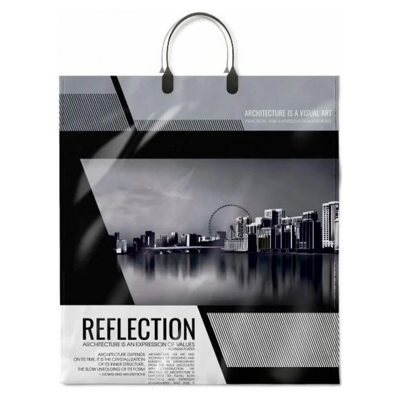 Пакет пластиковая ручка Россия 40*44 см 100 мкм ПВД Отражеине  1 шт 100 шт/кор