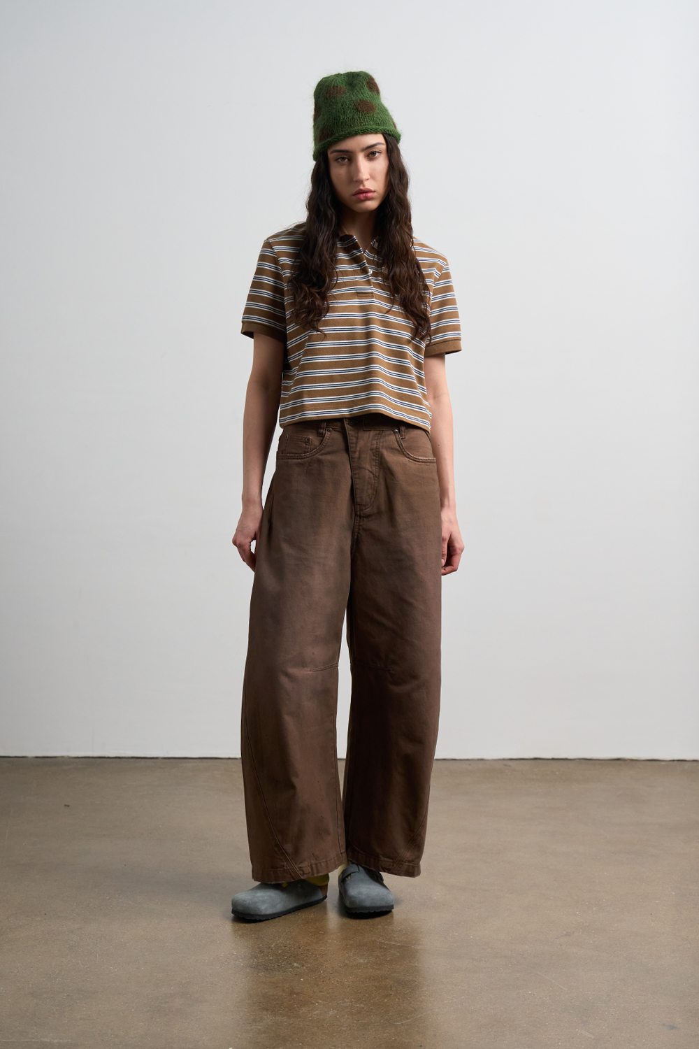 Брюки Nothomme Monterest Retro Washed Curved Blade Wide-Leg Pants "Dark Brown" Women's