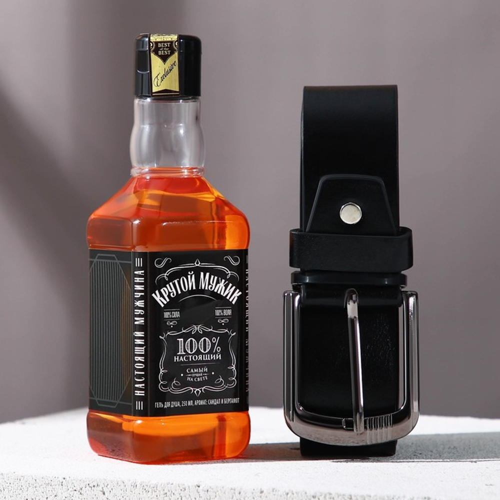 Подарочный набор «Крутой мужик», гель для душа виски 250 мл, ремень, Чистое счастье