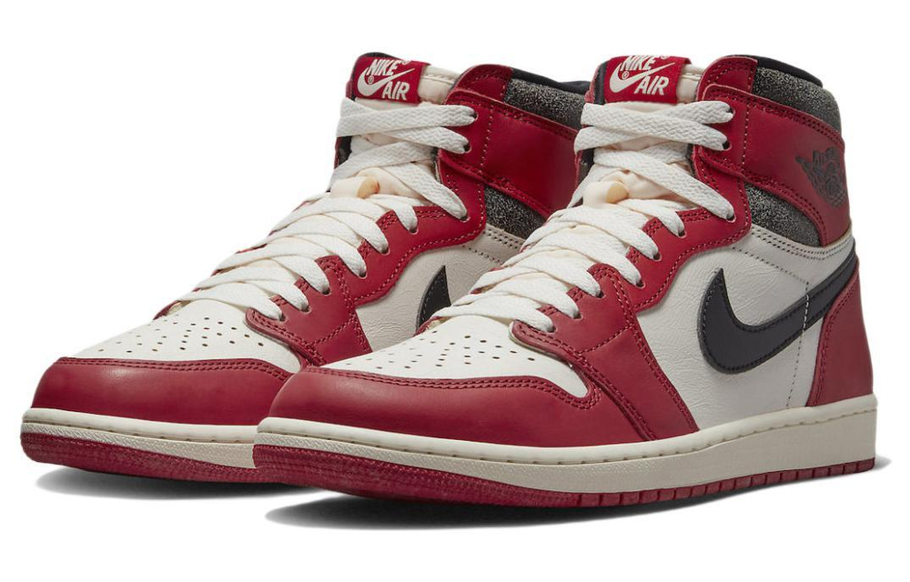 Air Jordan 1 Retro High OG "Lost & Found" trend retro basketball shoes for men and women with the same style of white and red Chicago old oxidation 2022 re-engraving