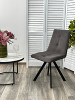 Стул М-City DISAUR Бронкс (Bronx), поворотный на поворотный на 360 градусов, B28 темно-серый, Велюр, Черный каркас