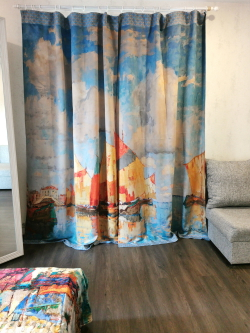 Комплект из двух штор "Лодки в гавани", по мотивам живописи Константина Горбатова