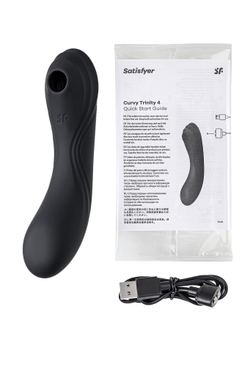 Вакуум-волновой бесконтактный стимулятор клитора Satisfyer Curvy Trinity 4, силикон, чёрный