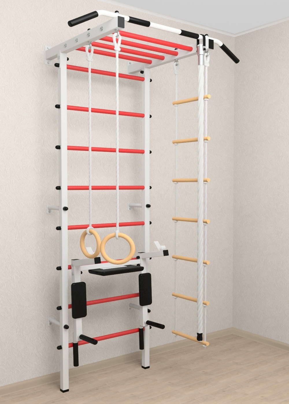 Шведская стенка Sv Pro рукоход 853 (Турник Pro рукоход/Брусья/стойка/Канат/Kольца/Лестница)