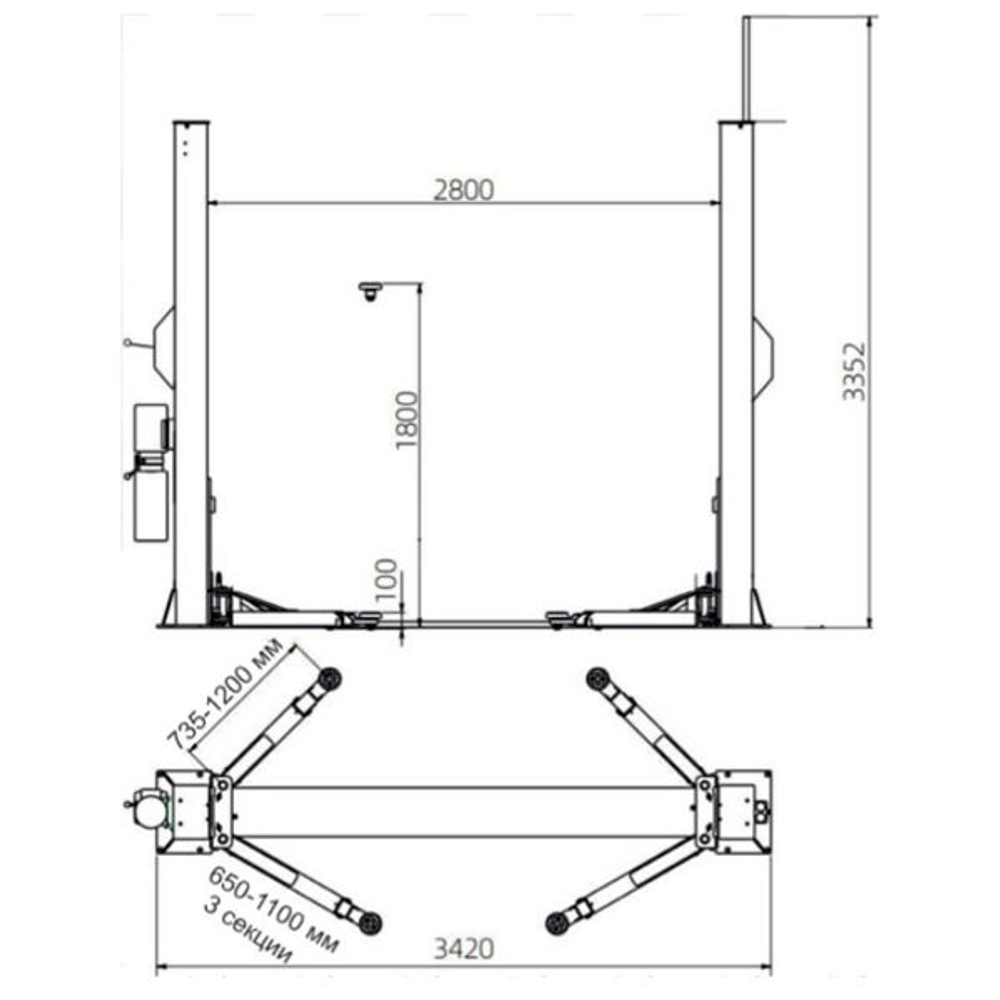 ТЕМП TD4000R 220VC Двухстоечный автомобильный подъёмник с нижней синхронизацией, 4 т