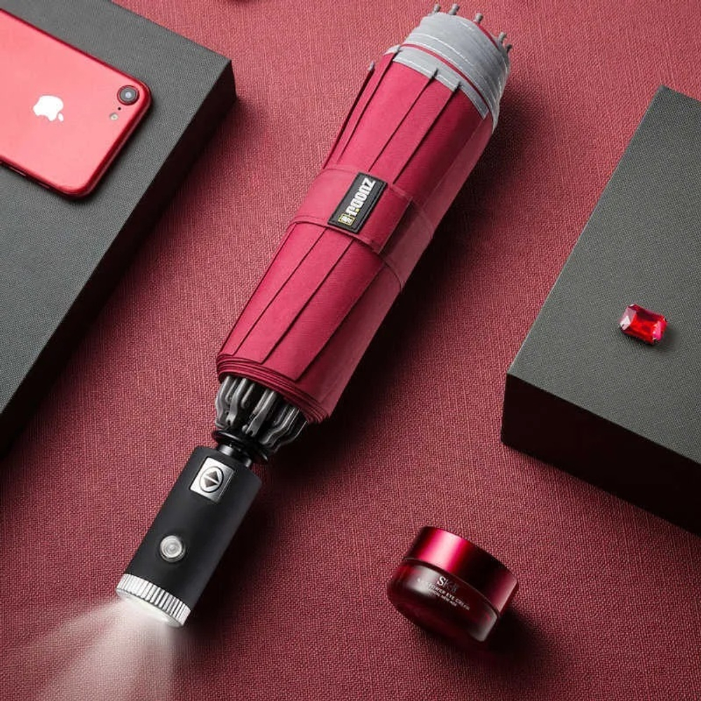 Зонт Zuodu Automatic Umbrella Led красный