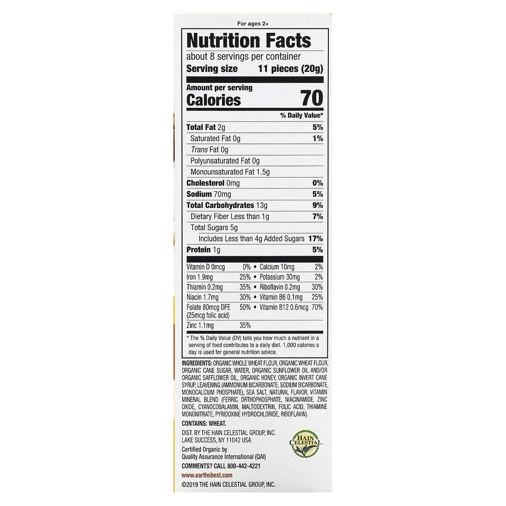 Earth's Best, Organic Crunchin' Grahams, для детей от 2 лет, медовые палочки, 150 г (5,3 унции)