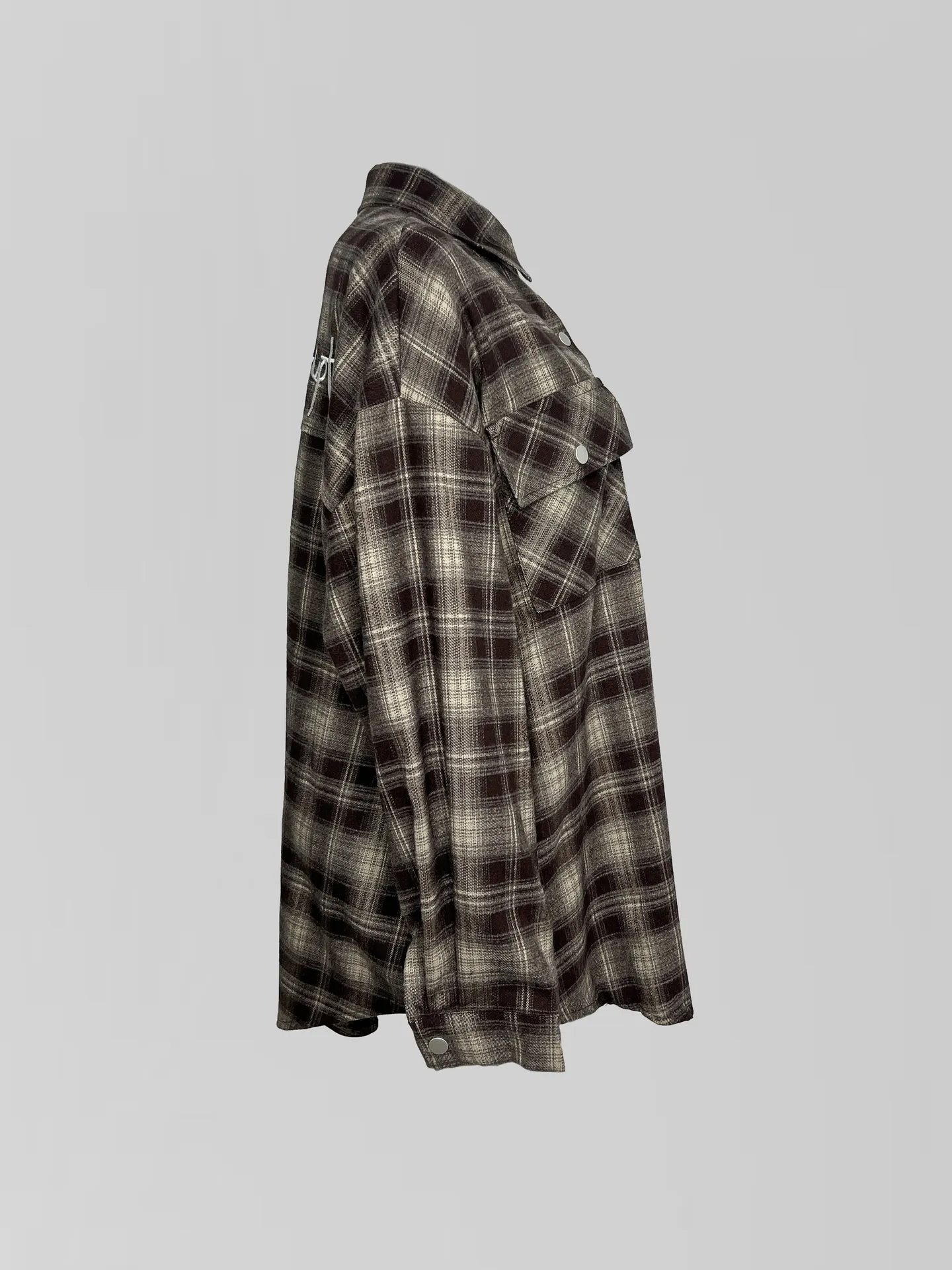 Рубашка Lan Lan 8320 удлиненная в клетку с надписью на спине