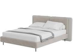 Кровать двуспальная Hub 160 см (бежевый, экокожа, рогожка)