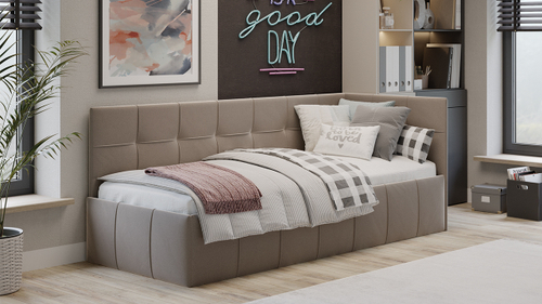 Кровать с мягкой обивкой с ПМ (с подъемным механизмом) «Грей» Тип 1