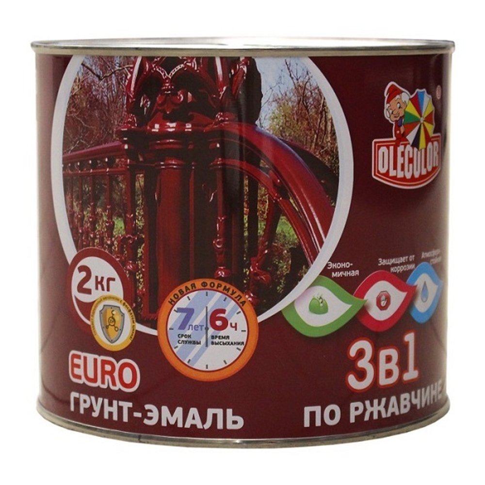 Грунт-эмаль по ржавчине зеленая Olecolor 2 кг