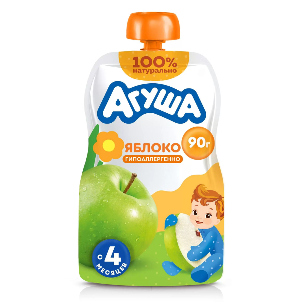 Пюре фруктовое Агуша Яблоко 90 гр пауч