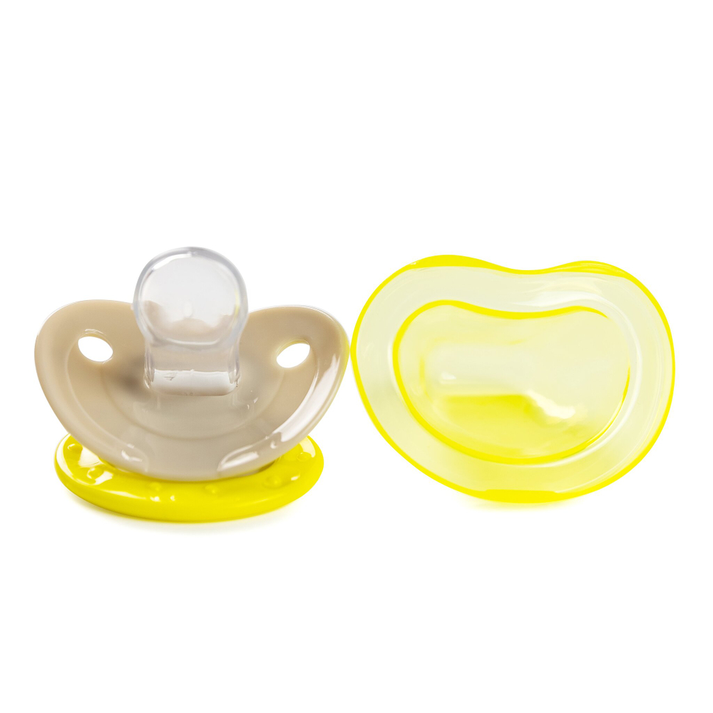 Соска-пустышка с футляром силиконовая адаптированной формы 1 шт. ПОМА с 4 месяцев, жёлтый