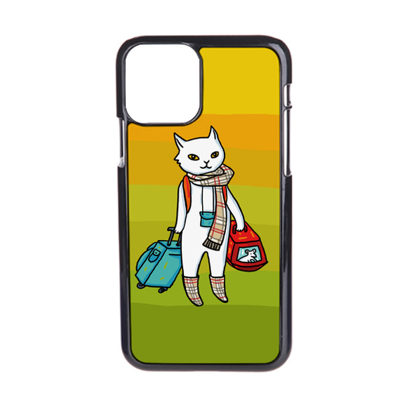 Чехол пластиковый для айфона 12/12 mini "Кот-хипстер"