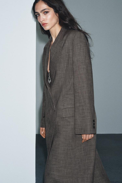 ZARA ДВУБОРТНОЕ КЛАССИЧЕСКОЕ ПАЛЬТО — ZW COLLECTION LIMITED EDITION, РЫЖЕВАТО-КОРИЧНЕВЫЙ